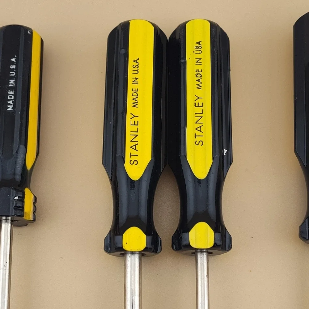 Stanley no brand Made in USA screwdriver lot of 6 flathead phillips yellow black